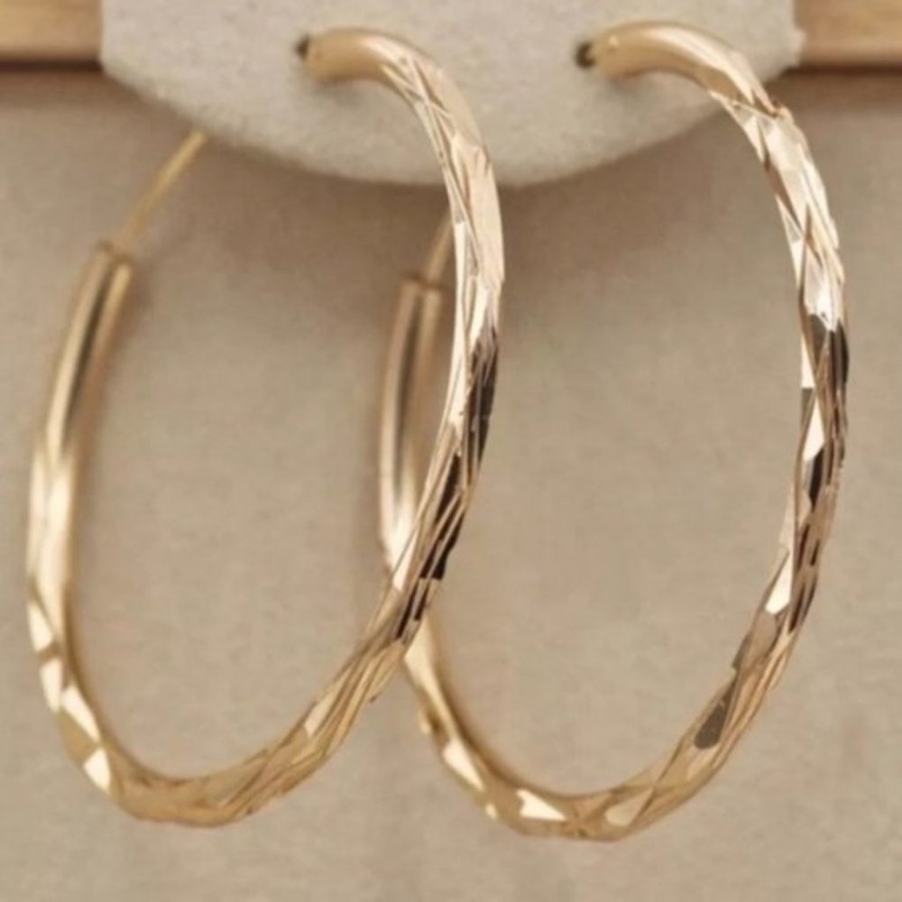 Gold plated hoop earrings - Picture 2 of 3
